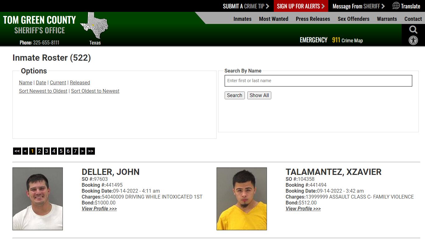 Inmate Roster (510) - Tom Green County Sheriff